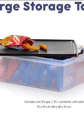 Tupperware Clear Pantry Storage Bin with Black Lid